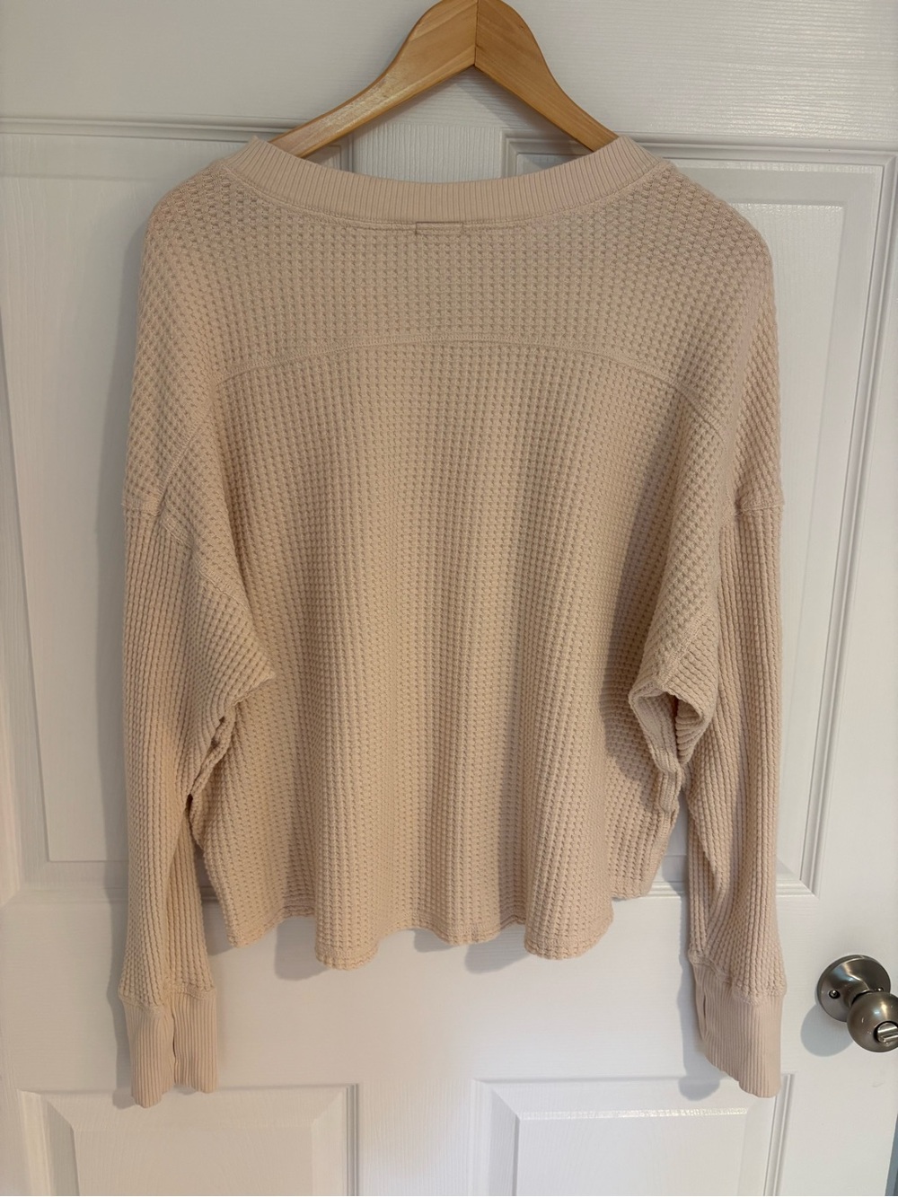 OFFLINE By Aerie Wow! Waffle Notch Neck Cream Long Sleeve T-Shirt - Picture 5 of 7